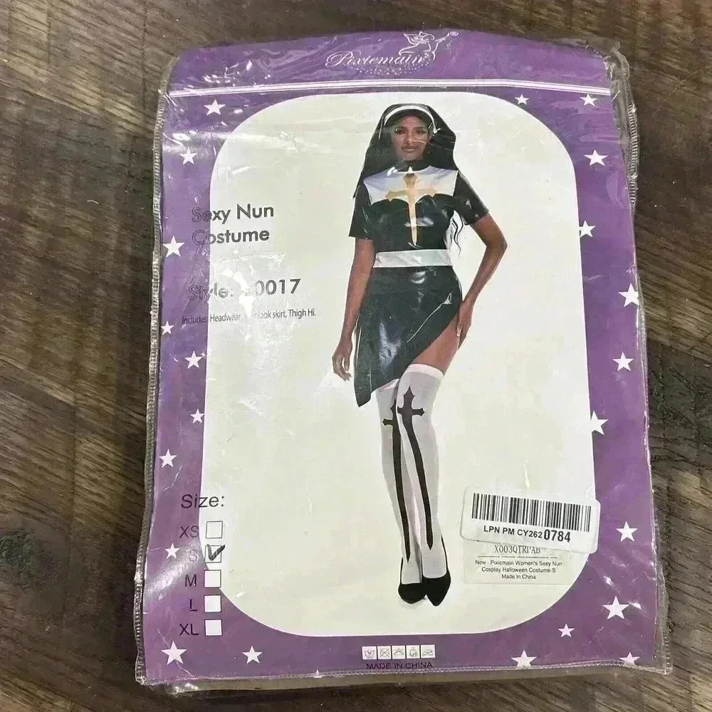 Womens Sexy Nun Costume Halloween Costume Set Adult Small New Cosplay